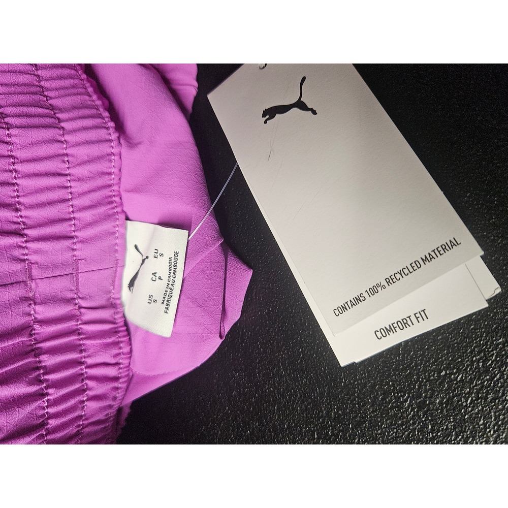 Puma ESS Ripstop Straight Pants Wild Berry Pink Snap Button Hem Womens Small NEW - Picture 7 of 13